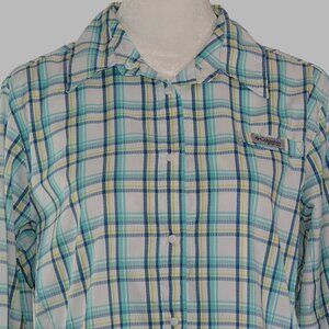 Columbia Performance Fishing Gear Plaid Long Sleeve Snap-Up Shirt Size M (C1011)